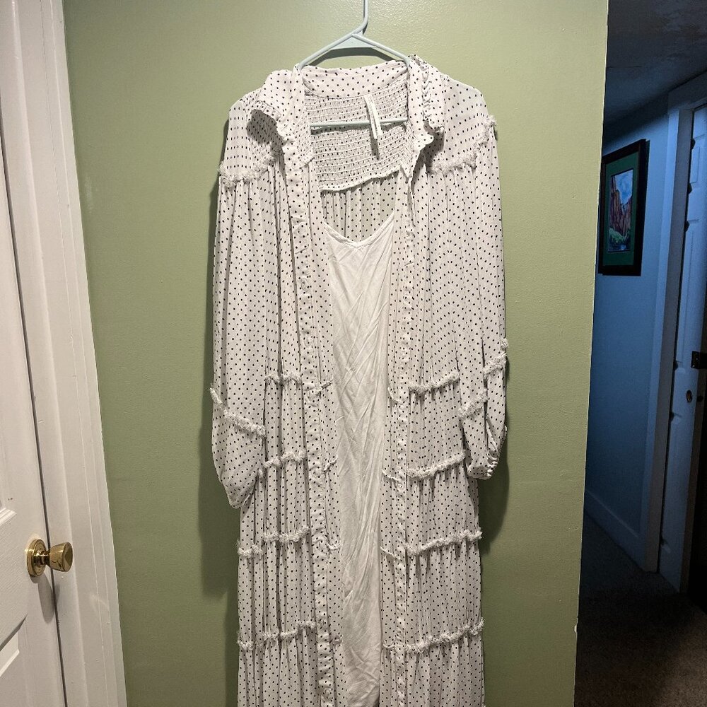 Anthropologie Long-Sleeve Smocked Tiered Maxi Dress